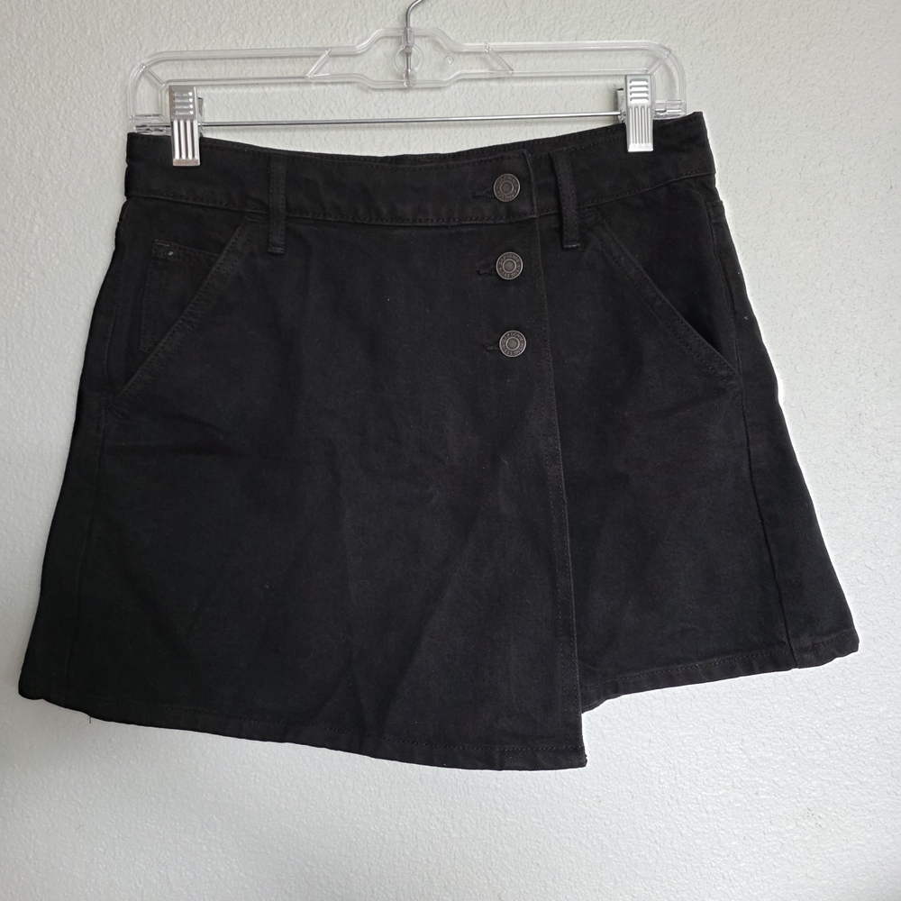 GAP Black Denim Button-Front Skort - image 1